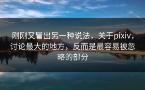 刚刚又冒出另一种说法，关于pixiv，讨论最大的地方，反而是最容易被忽略的部分