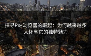 探寻P站浏览器的崛起：为何越来越多人怀念它的独特魅力