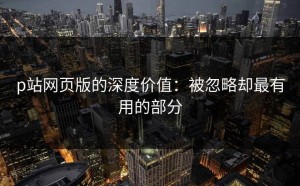 p站网页版的深度价值：被忽略却最有用的部分