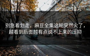 别急着划走，麻豆全集这轮突然火了，越看到后面越有点说不上来的压抑
