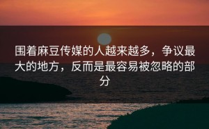 围着麻豆传媒的人越来越多，争议最大的地方，反而是最容易被忽略的部分