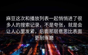麻豆这次和播放列表一起悄悄进了很多人的搜索记录，不是夸张，就是会让人心里发紧，后面那层意思比表面更耐琢磨