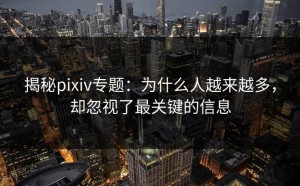 揭秘pixiv专题：为什么人越来越多，却忽视了最关键的信息