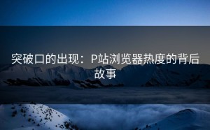 突破口的出现：P站浏览器热度的背后故事