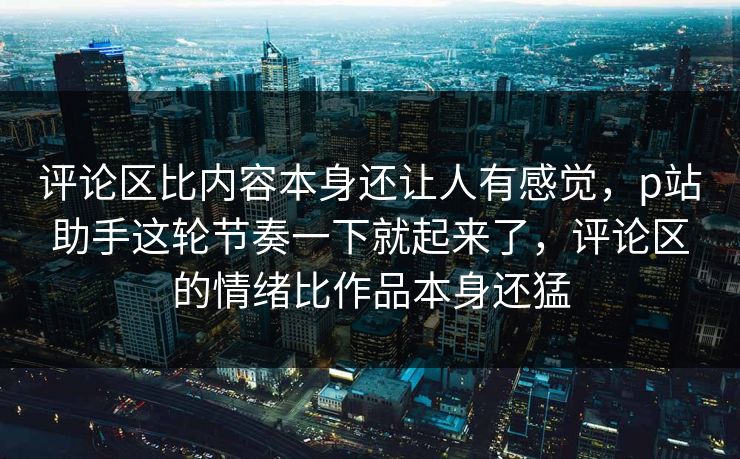评论区比内容本身还让人有感觉，p站助手这轮节奏一下就起来了，评论区的情绪比作品本身还猛