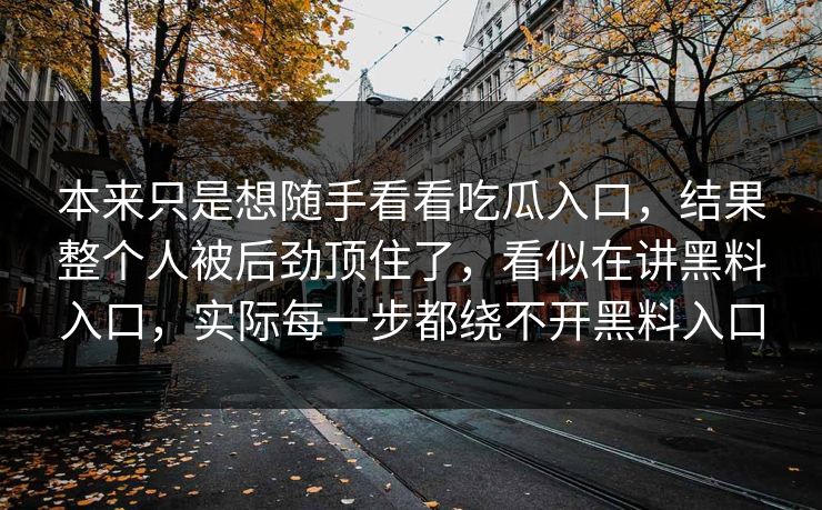 本来只是想随手看看吃瓜入口，结果整个人被后劲顶住了，看似在讲黑料入口，实际每一步都绕不开黑料入口