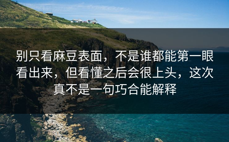别只看麻豆表面，不是谁都能第一眼看出来，但看懂之后会很上头，这次真不是一句巧合能解释