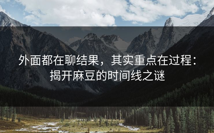 外面都在聊结果,其实重点在过程:揭开麻豆的时间线之谜 外面都在聊结果,其实重点在过程:揭开麻豆的时间线之谜